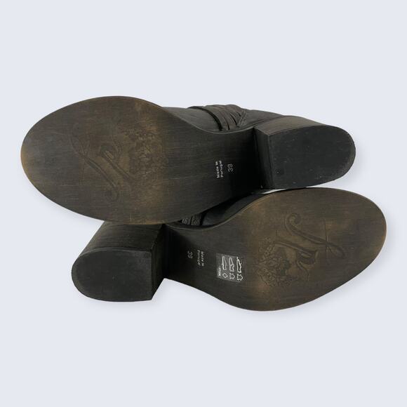 Free People Carrera Gray Leather Woven Crisscross Strappy Block Heel Boot 39 8.5 - Picture 7 of 12